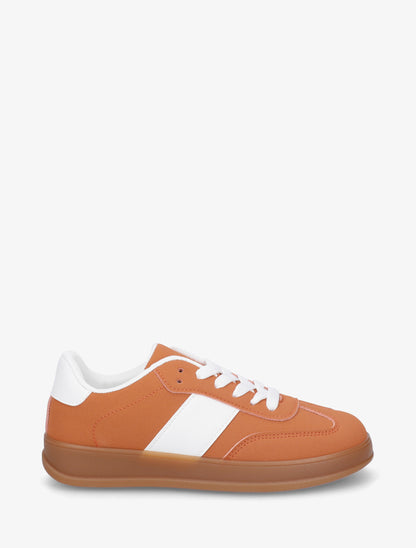 Sneakers unies à semelle caoutchouc - Orange - 1