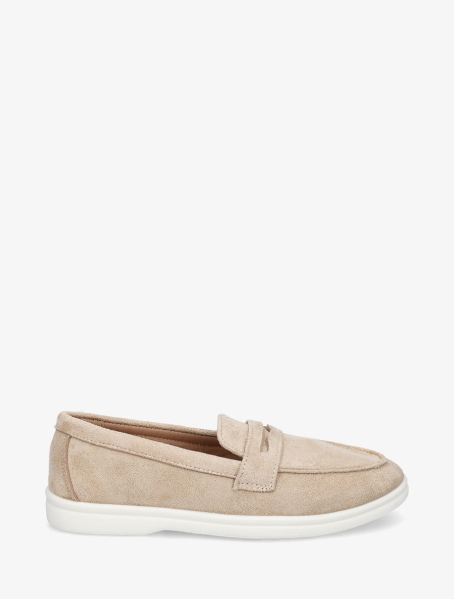 Mocassins unis en suédine - Beige - 1