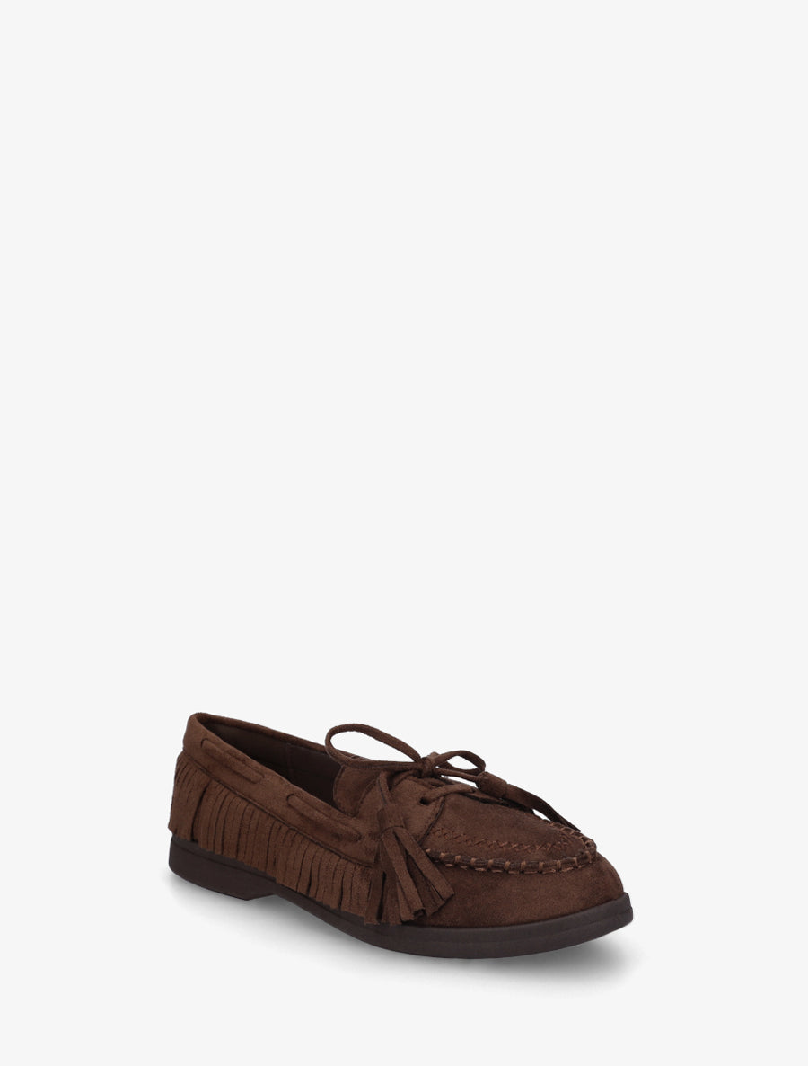 Mocassins en suédine à franges - Marron - 2