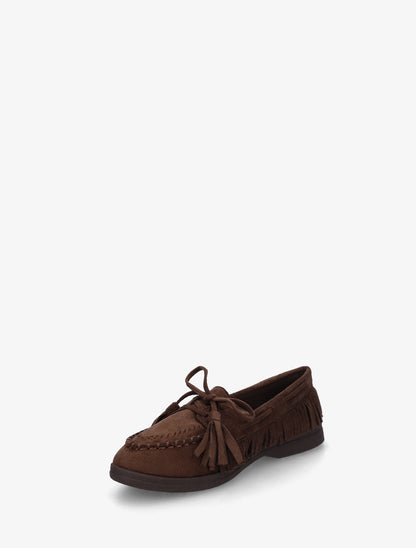 Mocassins en suédine à franges - Marron - 3