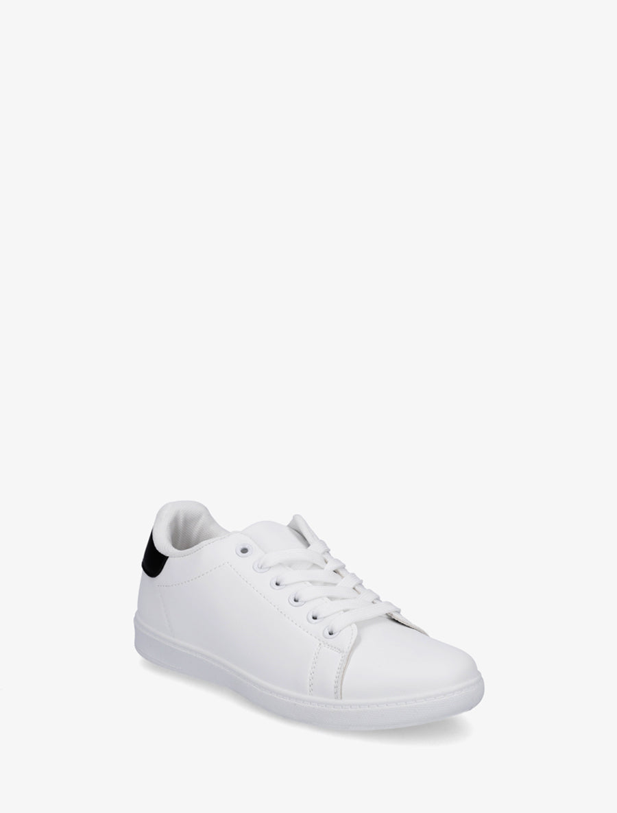 Sneakers basiques en simili - Noir/blanc - 2