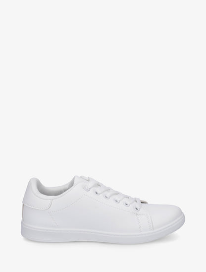 Sneakers basiques en simili - Blanc - 1