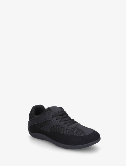 Sneakers en simili et toile - Noir - 2