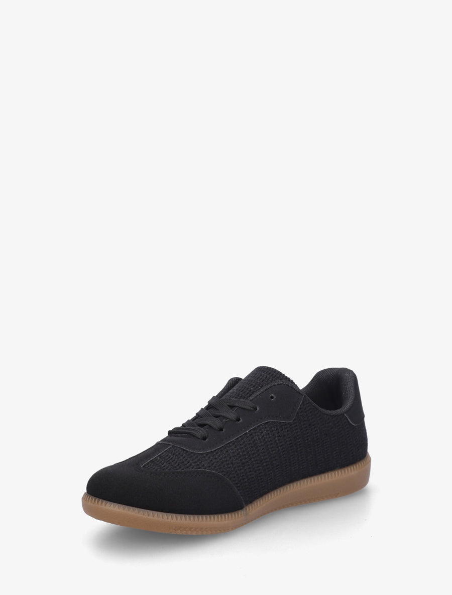 Sneakers bi-matière à semelle caoutchouc - Noir - 3