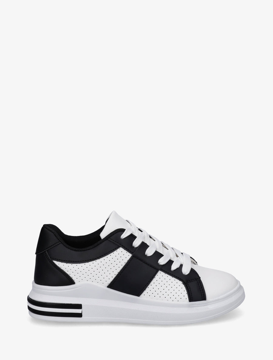Sneakers perforées en simili - Noir - 1
