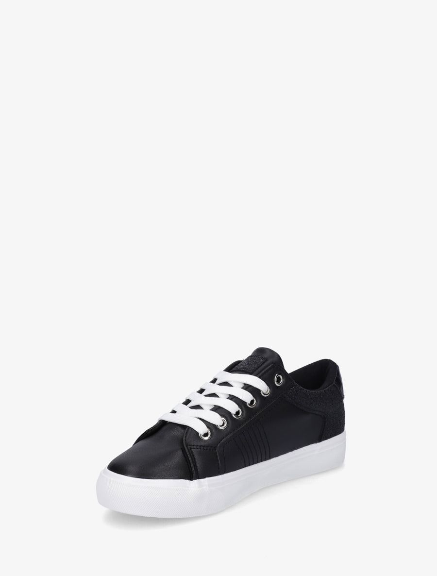 Sneakers unies à semelle floqué - Noir - 3