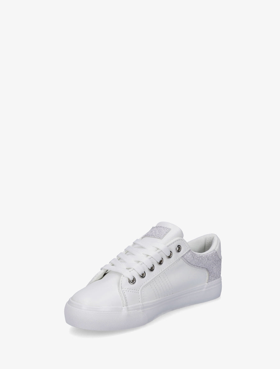 Sneakers unies à semelle floqué - Argent - 3