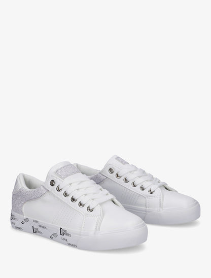 Sneakers unies à semelle floqué - Argent - 4