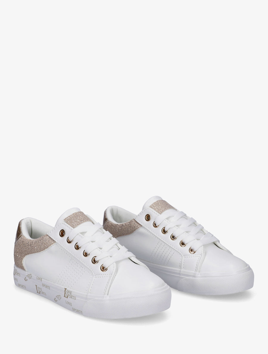 Sneakers unies à semelle floqué - Or - 4