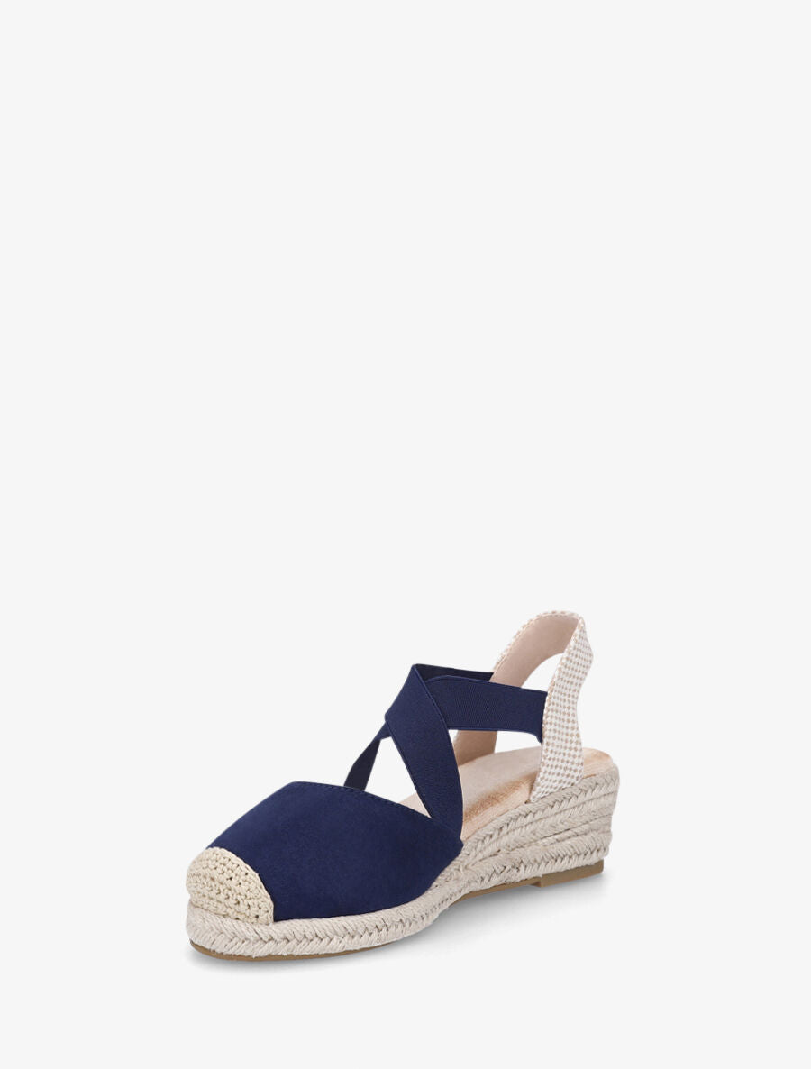 Espadrilles compensées élastiquées en suédine - Marine - 3