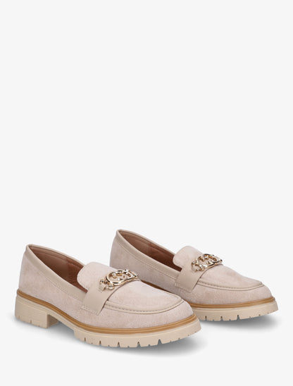 Mocassins en suédine à boucle métallique - Beige - 4