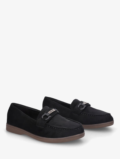 Mocassins plats en suédine - Noir - 4