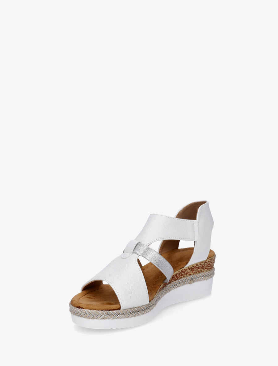 Sandales compensées à bride texturée - Blanc - 3