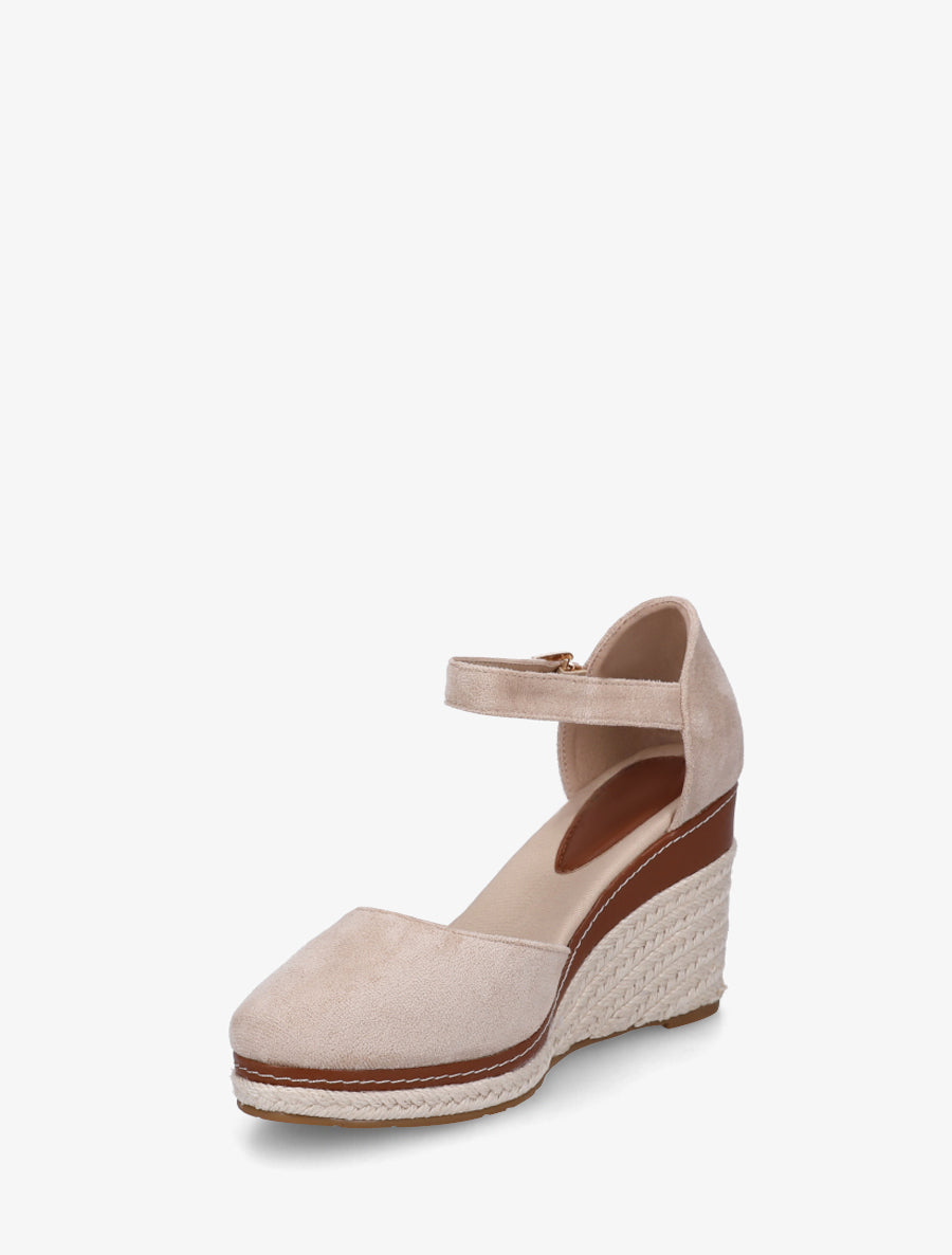 Espadrilles compensées en suédine - Beige - 3