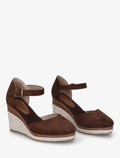 Espadrilles compensées en suédine - Marron - 4