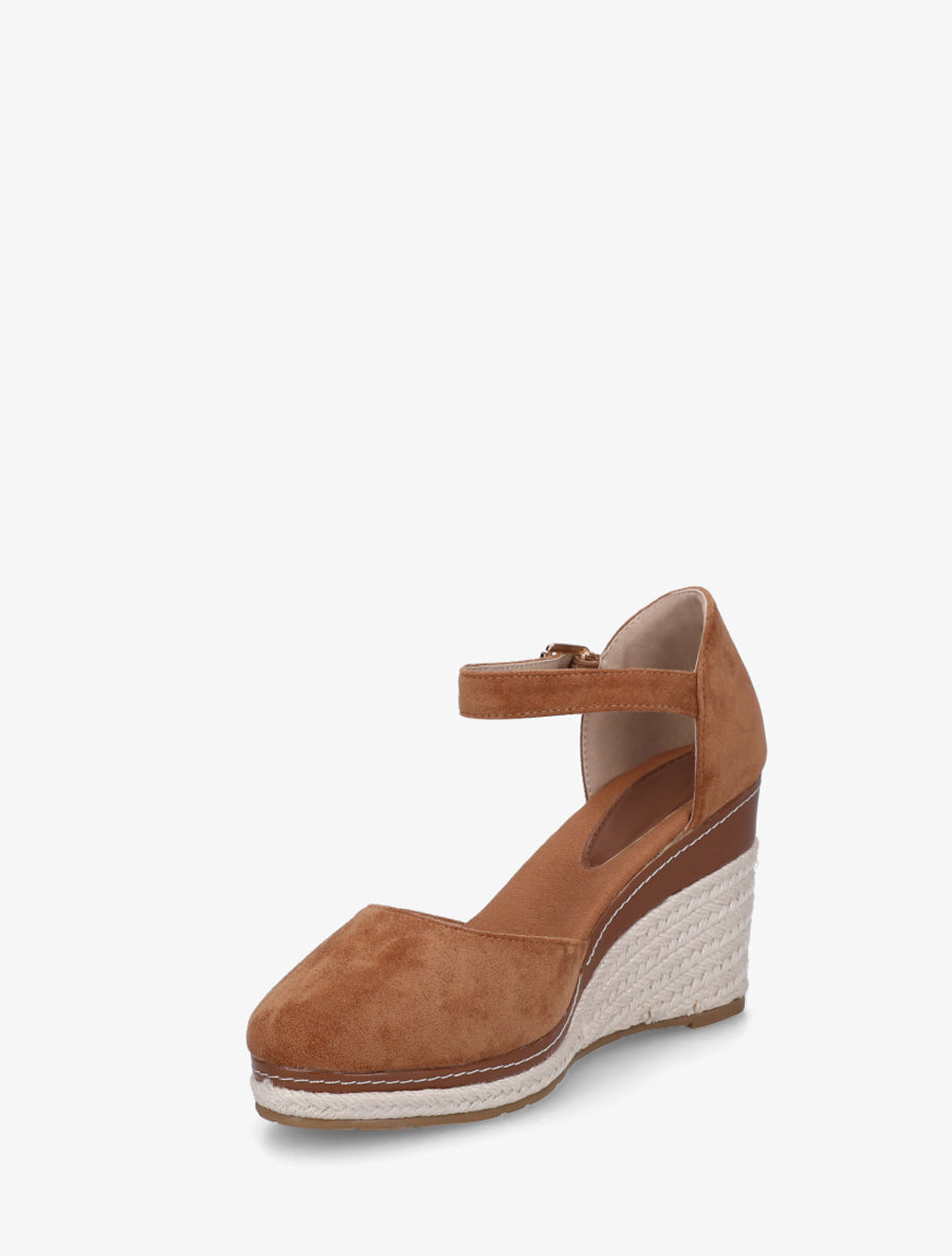 Espadrilles compensées en suédine - Camel - 3