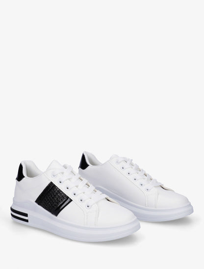 Sneakers à bandes et contrefort contastant - Noir - 4