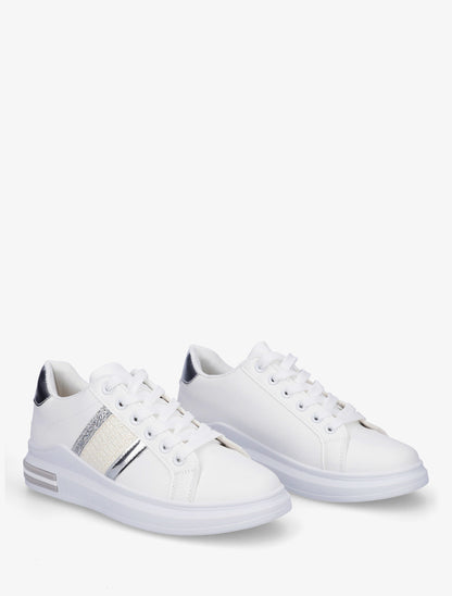 Sneakers à bandes et contrefort contastant - Argent - 4