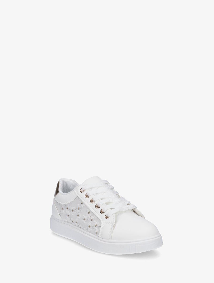 Baskets à broderie motif marguerite - Blanc - 2