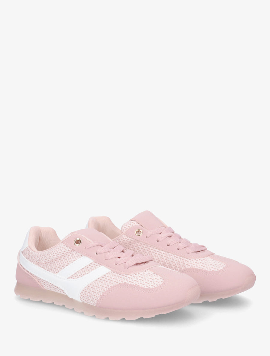 Baskets en maille à contrefort contrastant - Rose - 4