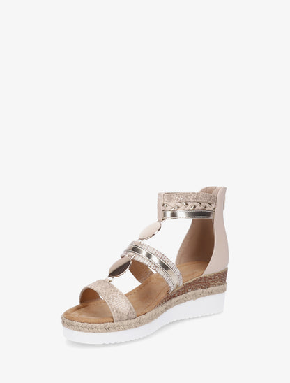 Sandales compensées à brides dépareillées - Beige - 3