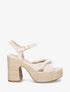 Sandales à plateforme brides croisées en suédine - Beige - 5