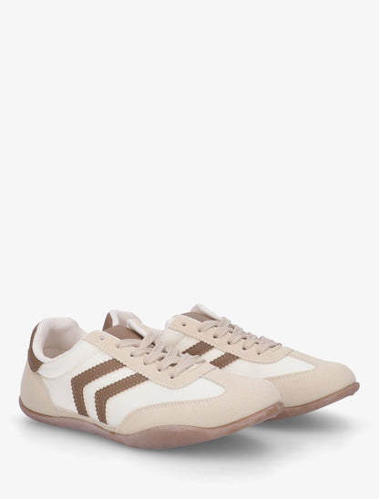 Baskets bimatière à contrefort contrastant - Beige - 4