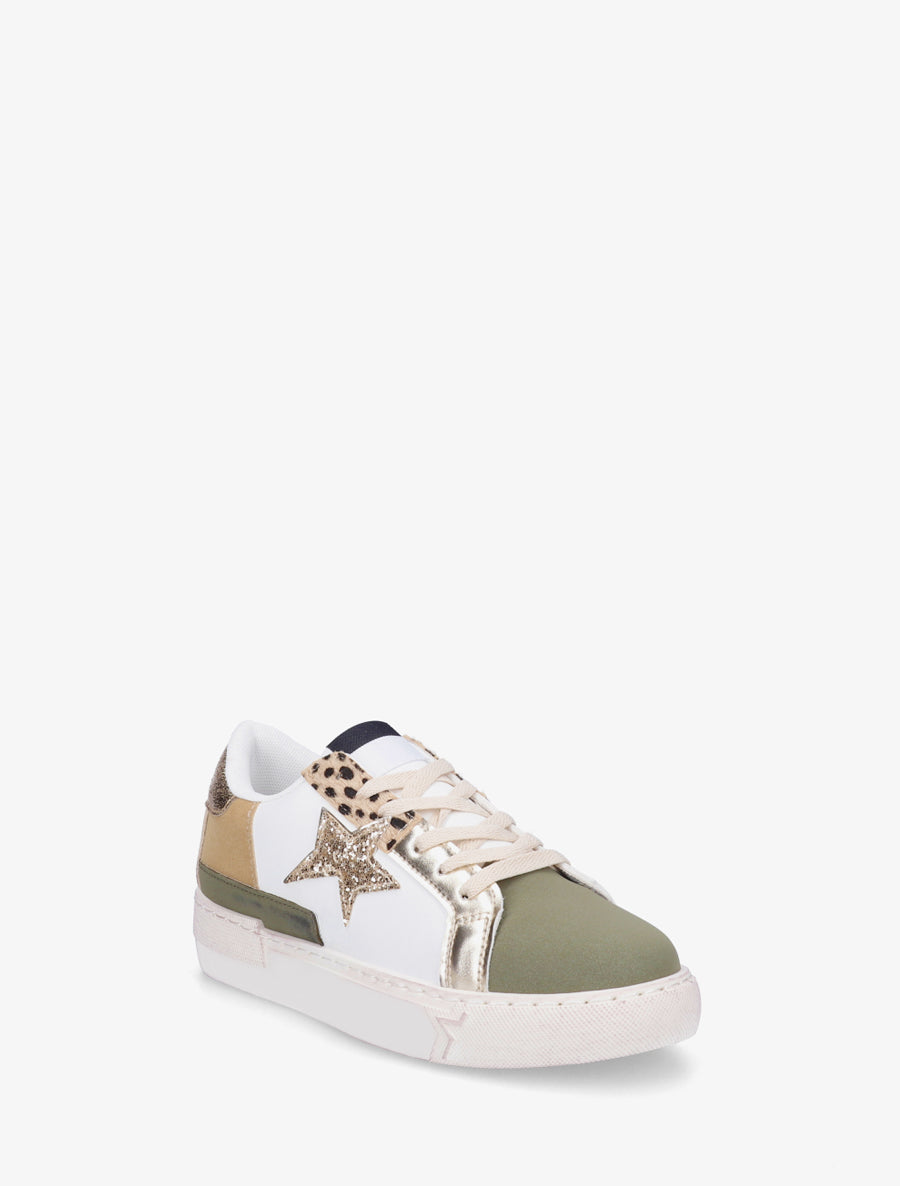 Baskets en simili à étoile pailletée - Kaki - 2