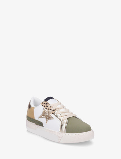 Baskets en simili à étoile pailletée - Kaki - 2