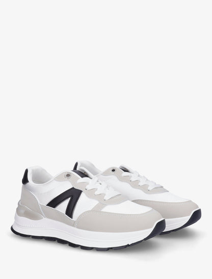 Baskets en simili et bandes contrastantes - Gris clair - 4