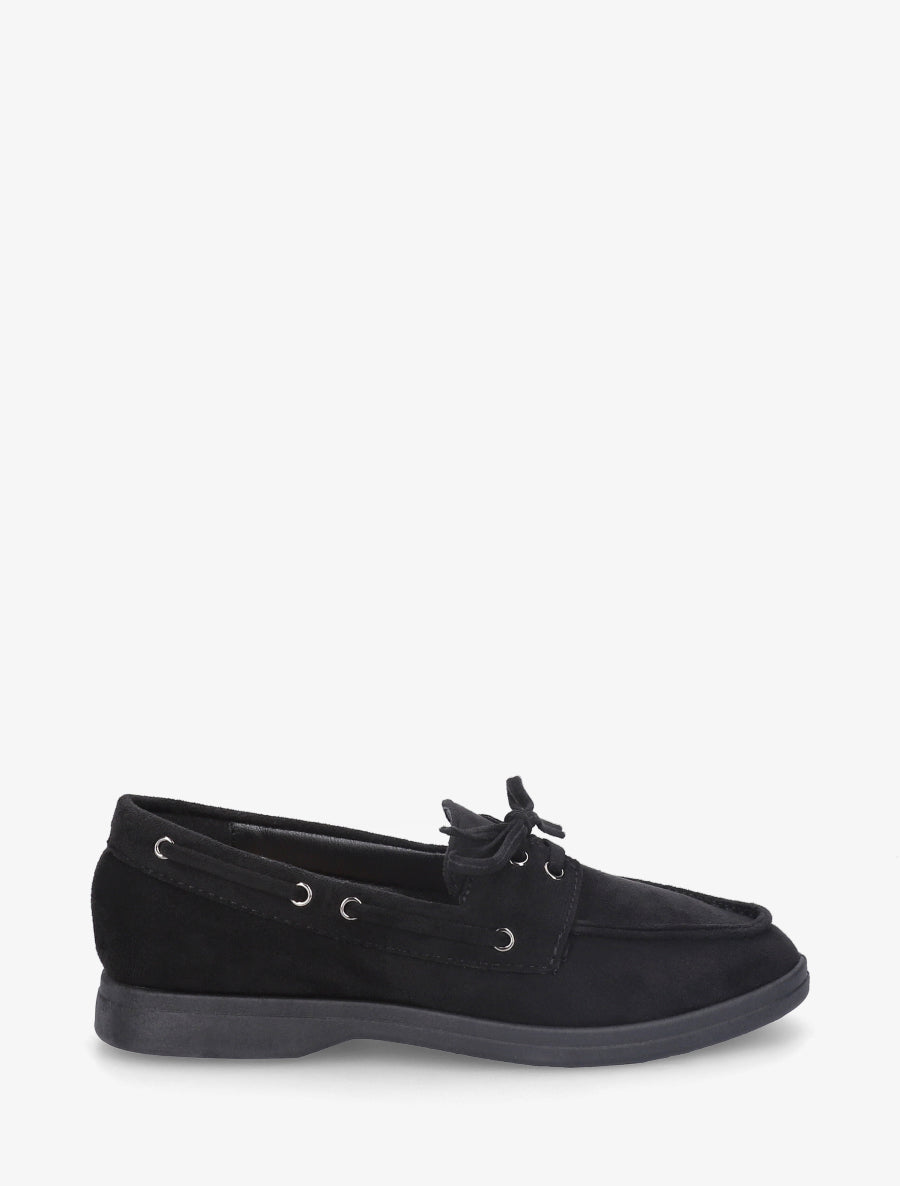 Mocassins en suédine à lacets - Noir - 1