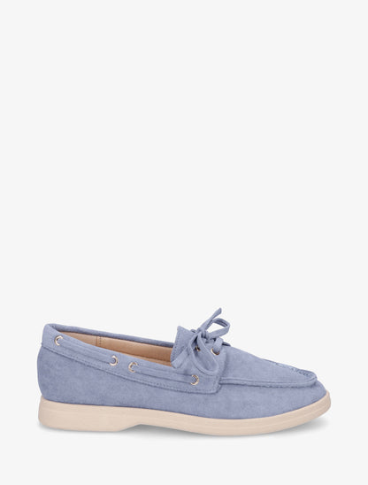 Mocassins en suédine à lacets - Bleu clair - 1
