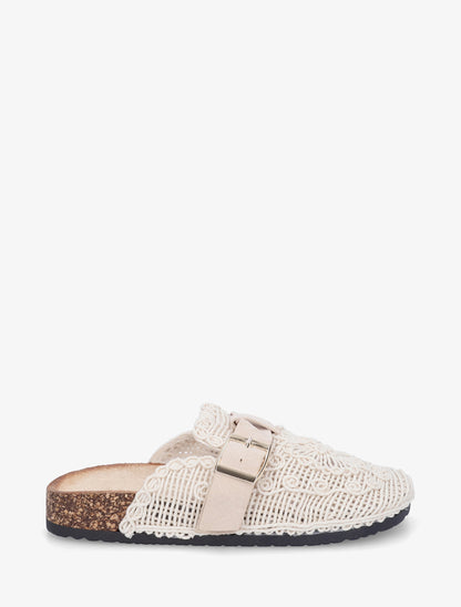 Mules fermées en macramé - Beige - 1