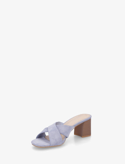 Mules croisées en suédine - Bleu gris - 3