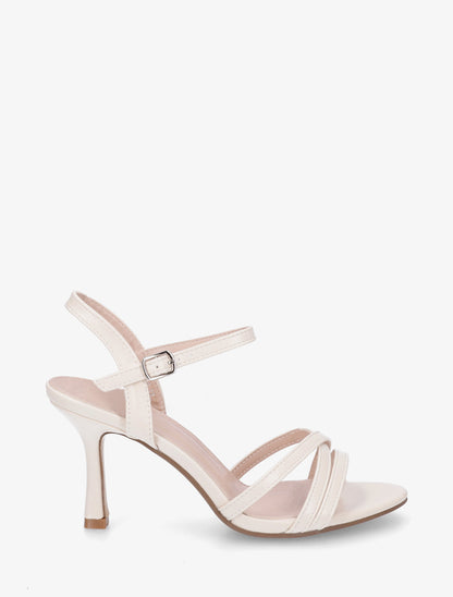 Sandales unies en simili à talon talus - Beige - 1