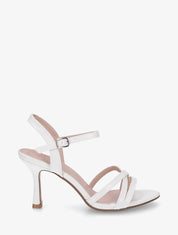 Sandales unies en simili à talon talus - Blanc - 1