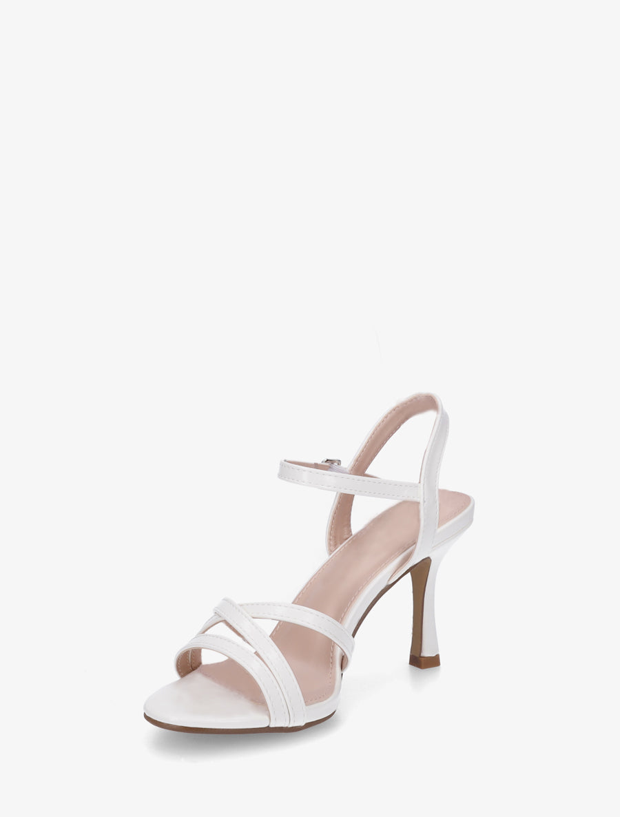 Sandales unies en simili à talon talus - Blanc - 3