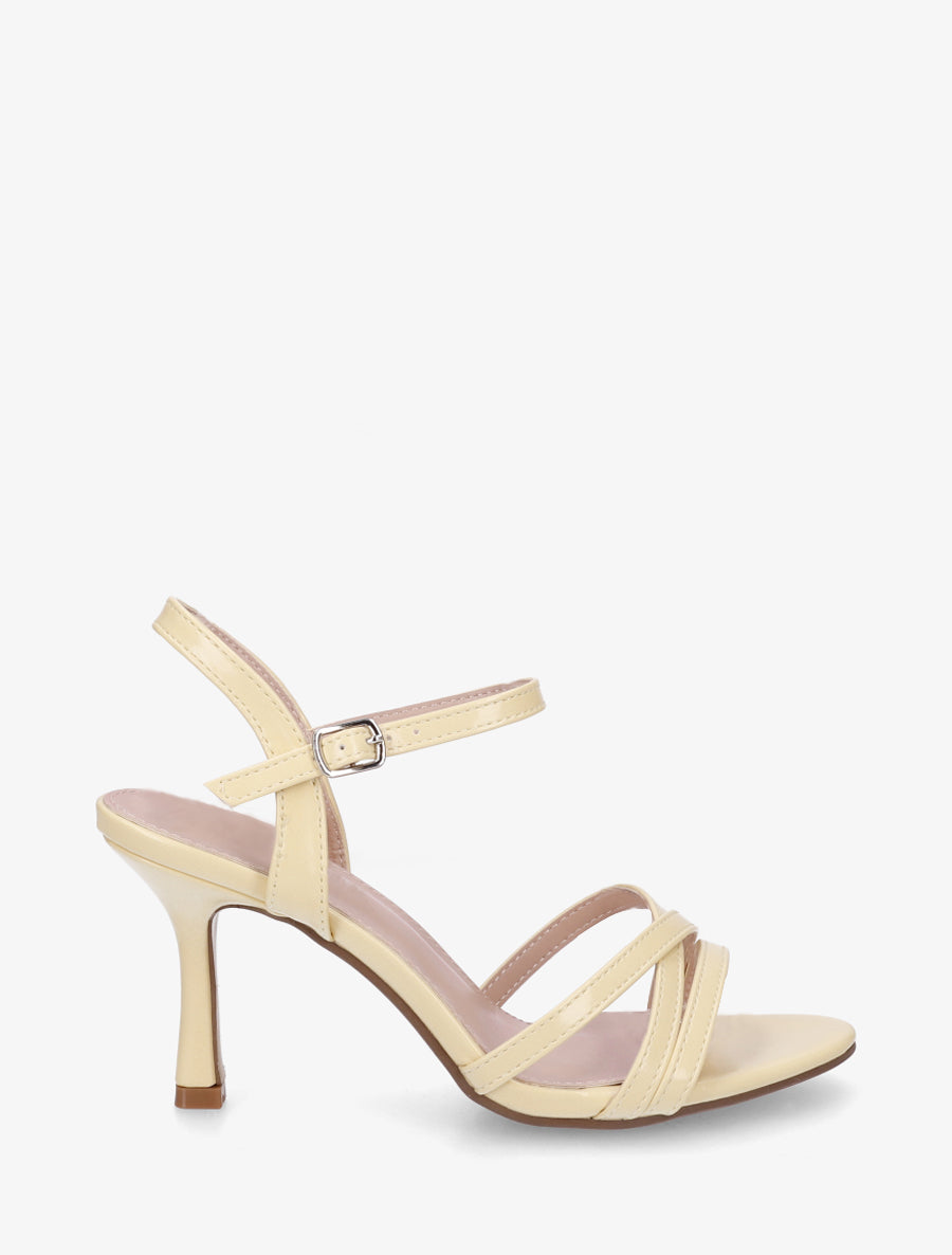 Sandales unies en simili à talon talus - Jaune - 1