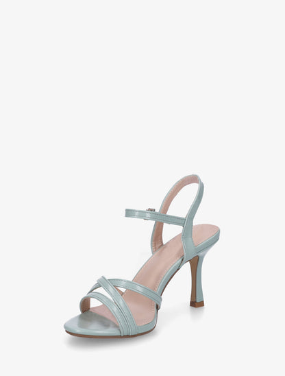 Sandales unies en simili à talon talus - Vert d&