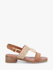 Sandales à empiècement bijou style pierre - Marron - 1