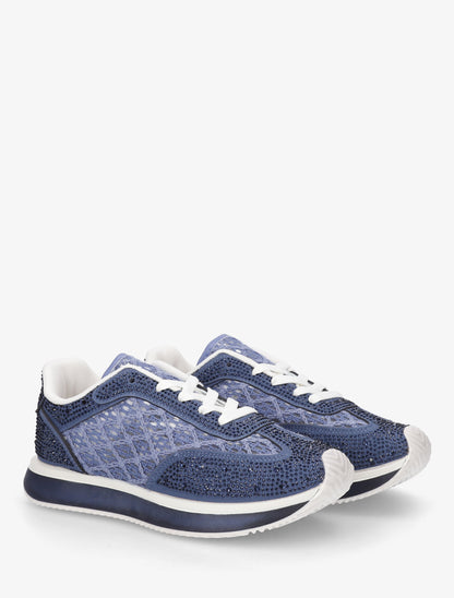 Baskets brodées à strass - Bleu foncé - 4