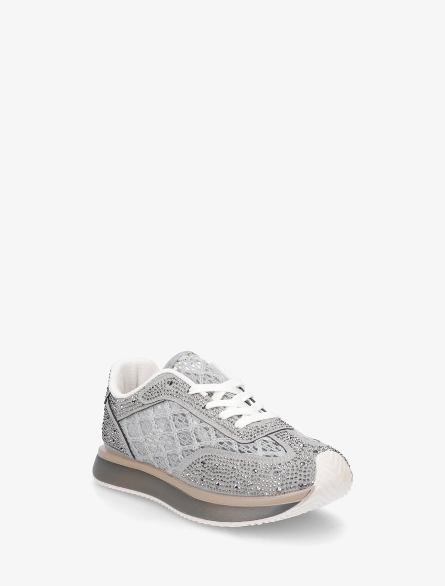 Baskets brodées à strass - Vert de gris - 2