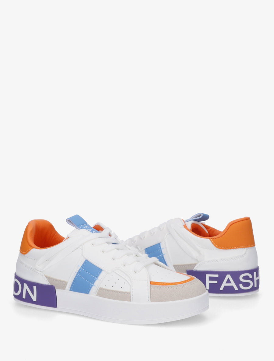 Baskets en simili à bande irisée - Orange - 4