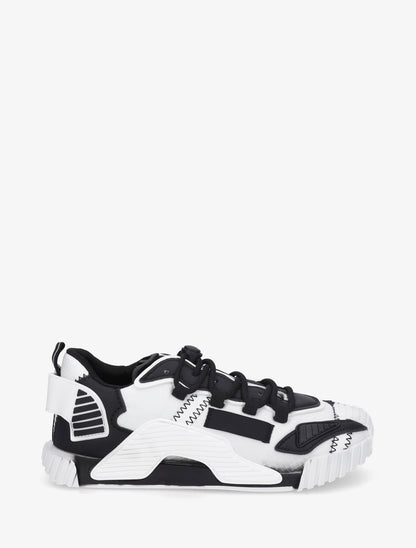 Baskets bimatière à empiècement stylisés - Noir - 1