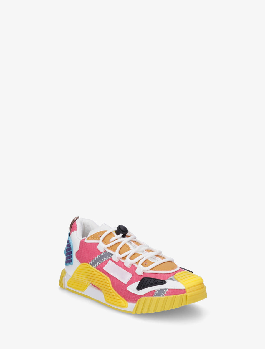 Baskets bimatière à empiècement stylisés - Jaune - 2