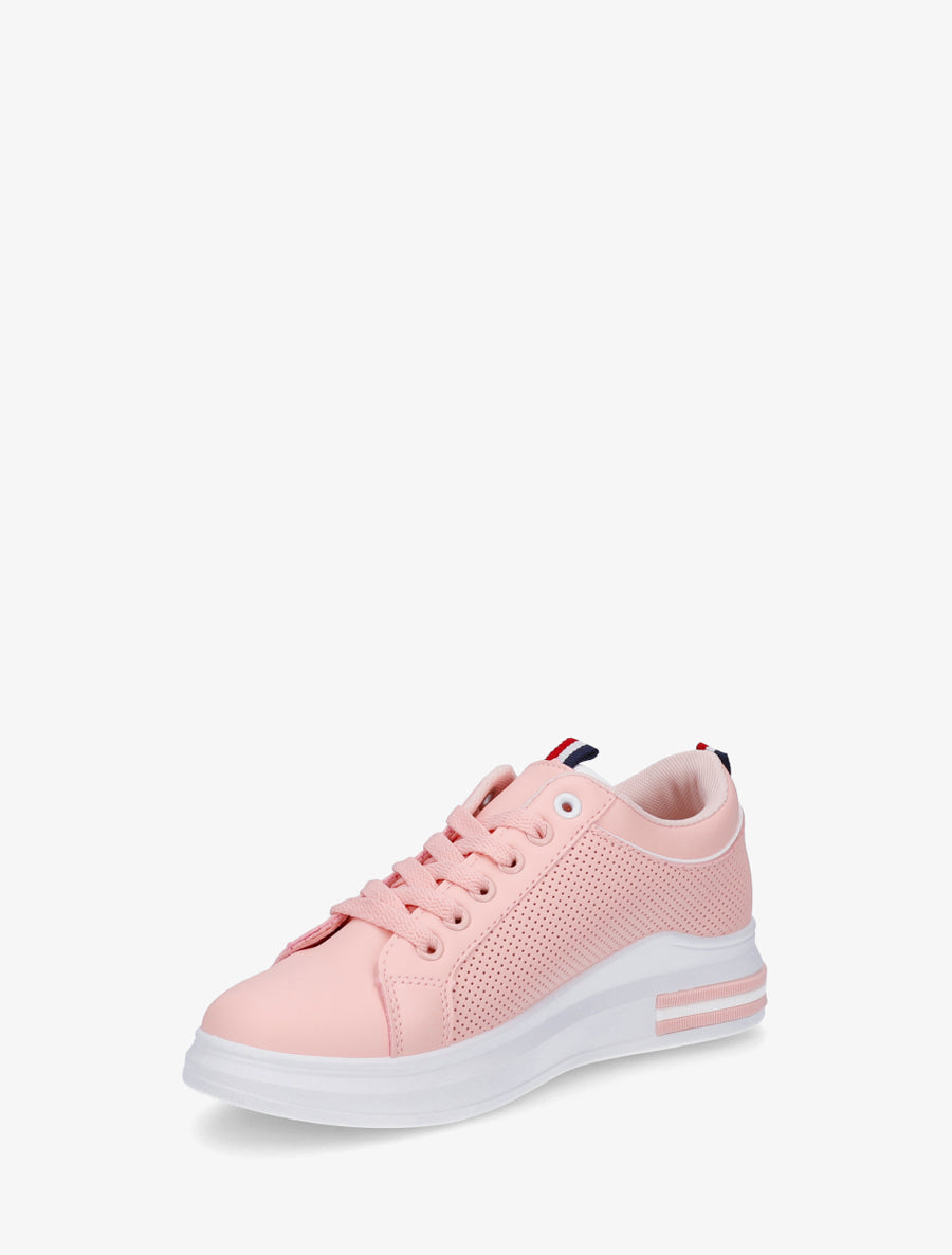 Sneakers piquetés en simili - Rose - 3