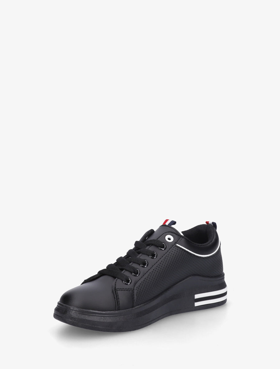 Sneakers piquetés en simili - Noir - 3