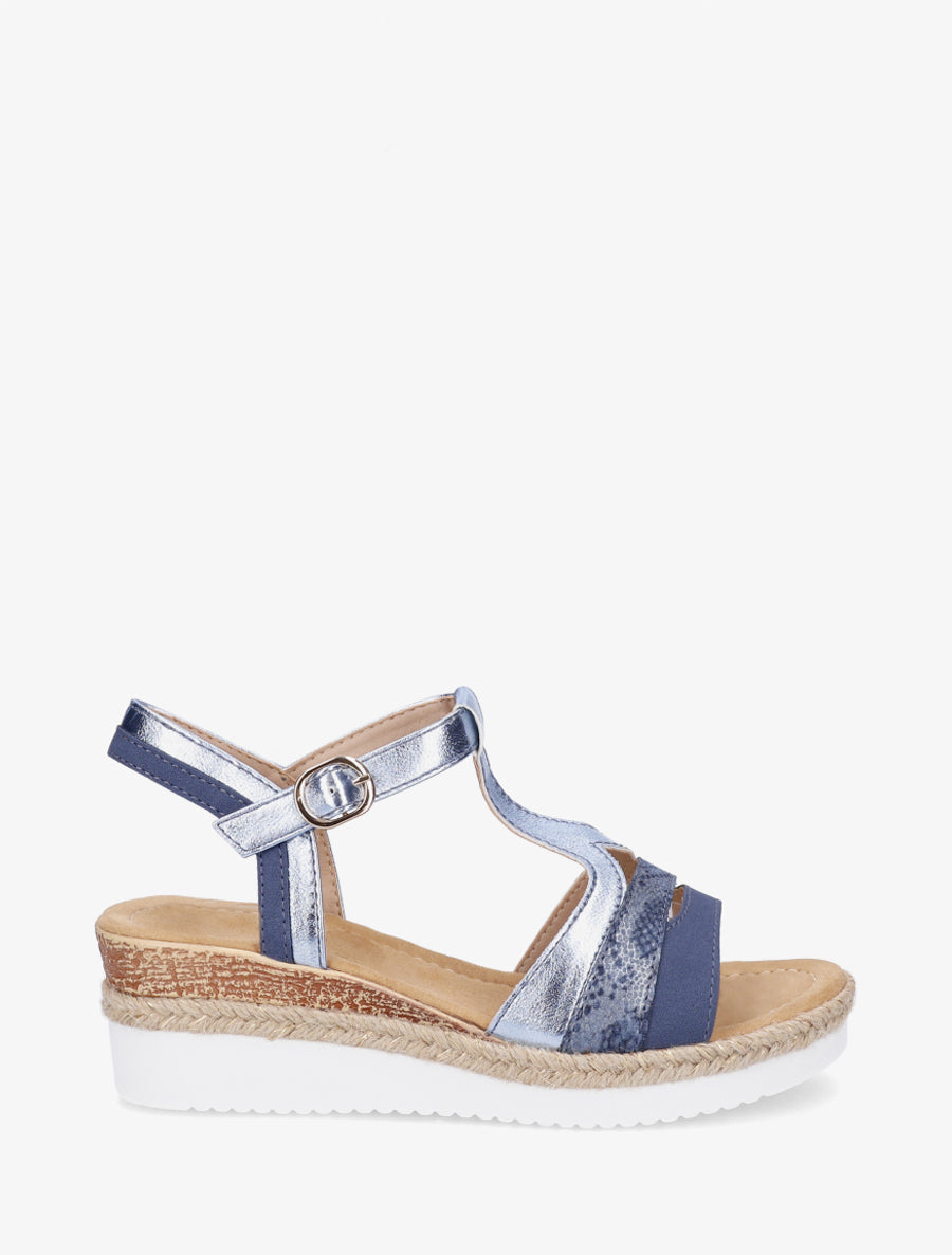 Sandales nacrées à bride en T fantaisie - Bleu - 1