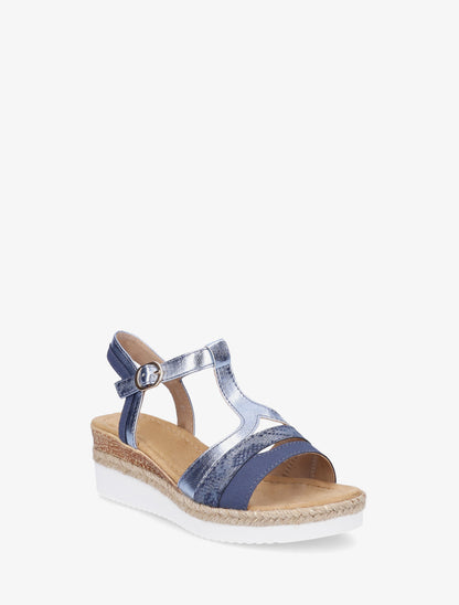 Sandales nacrées à bride en T fantaisie - Bleu - 2