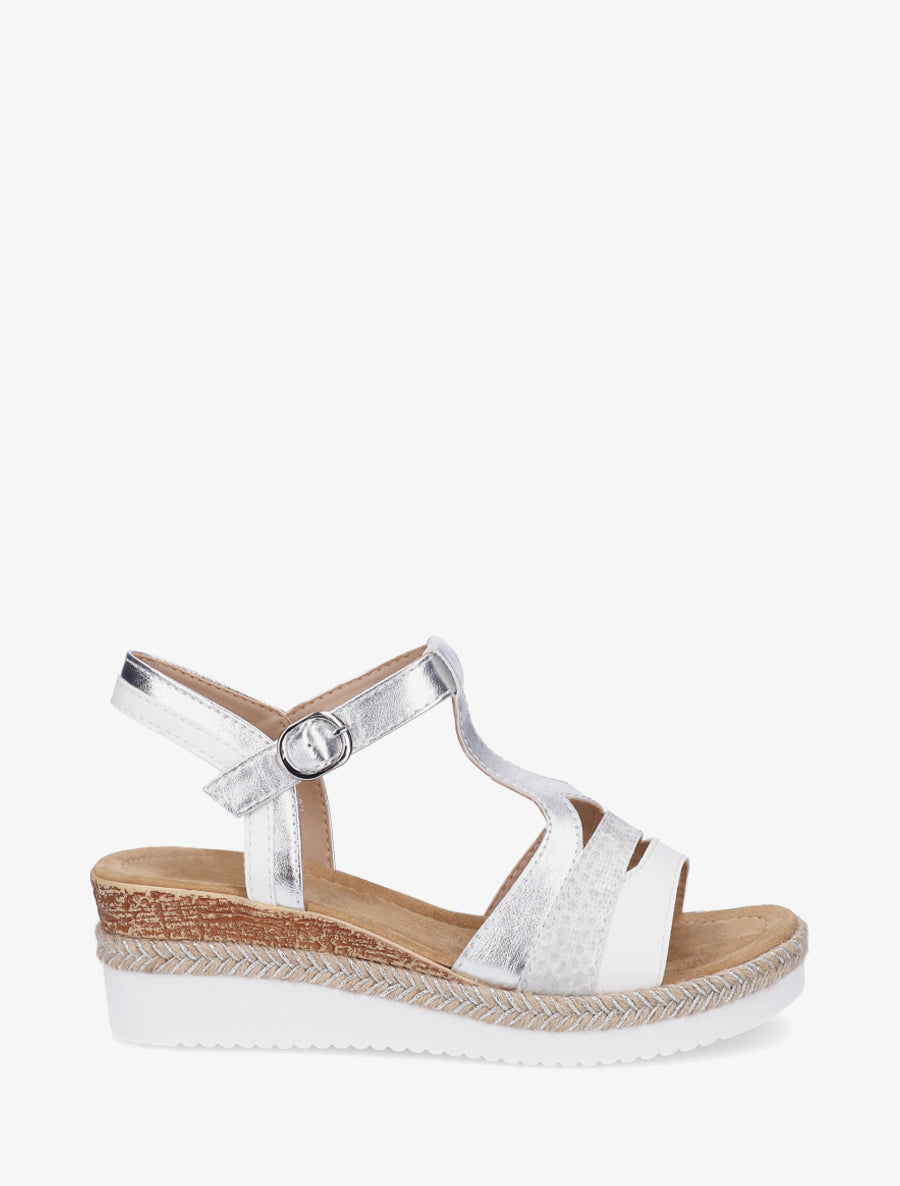 Sandales nacrées à bride en T fantaisie - Blanc - 1